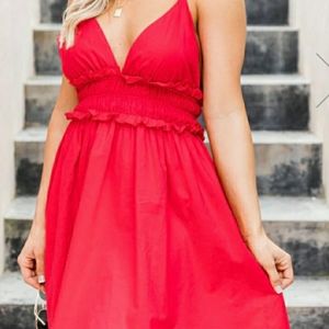 Never worn Pink Lily red spaghetti strap dress size M